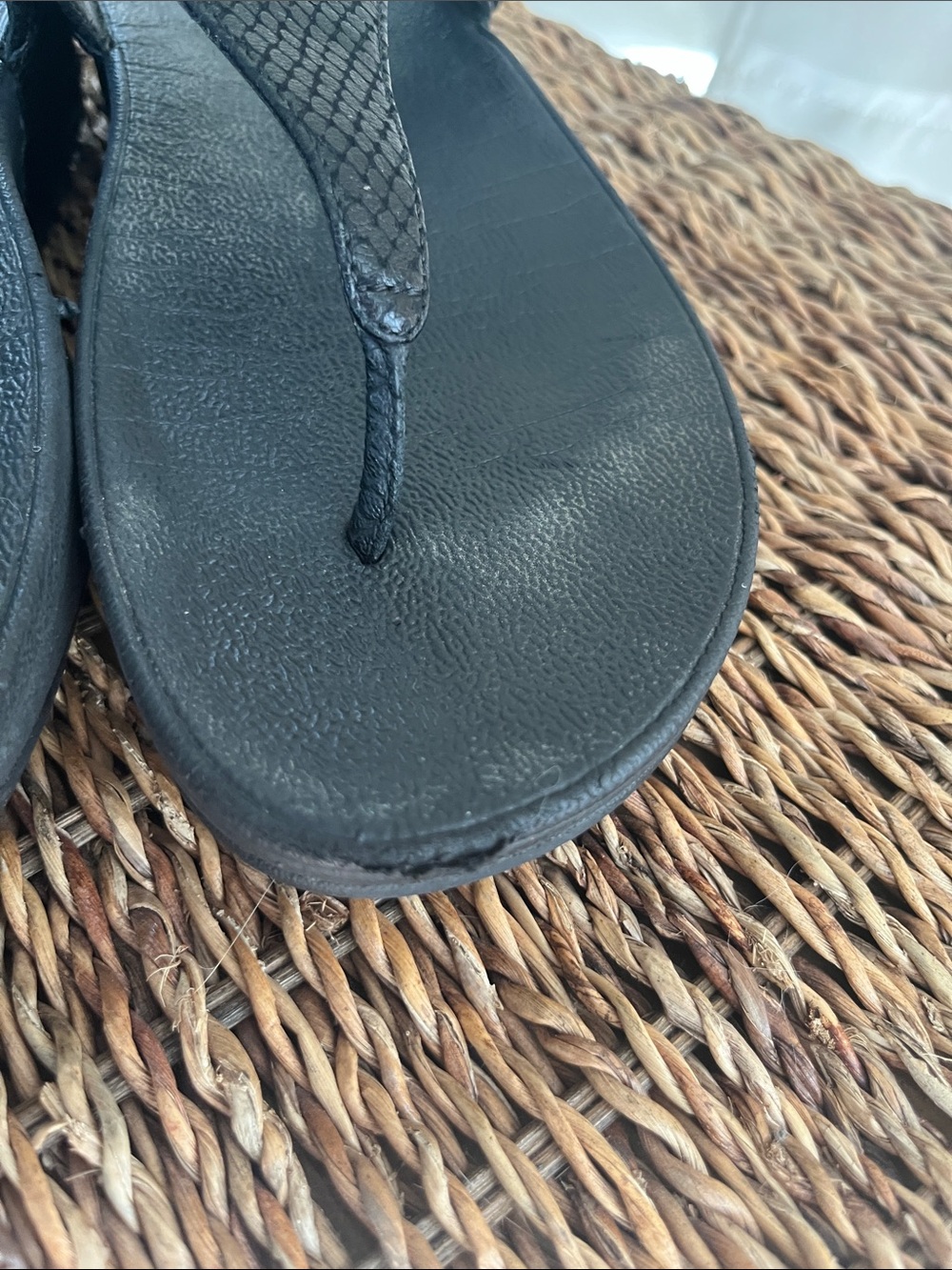 FitFlop The Skinny Black Textured Thong Sandals - Picture 7 of 10